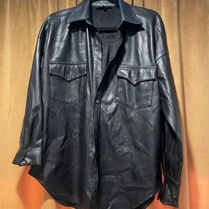 Ladies Olivaceous Black Leather Jacket